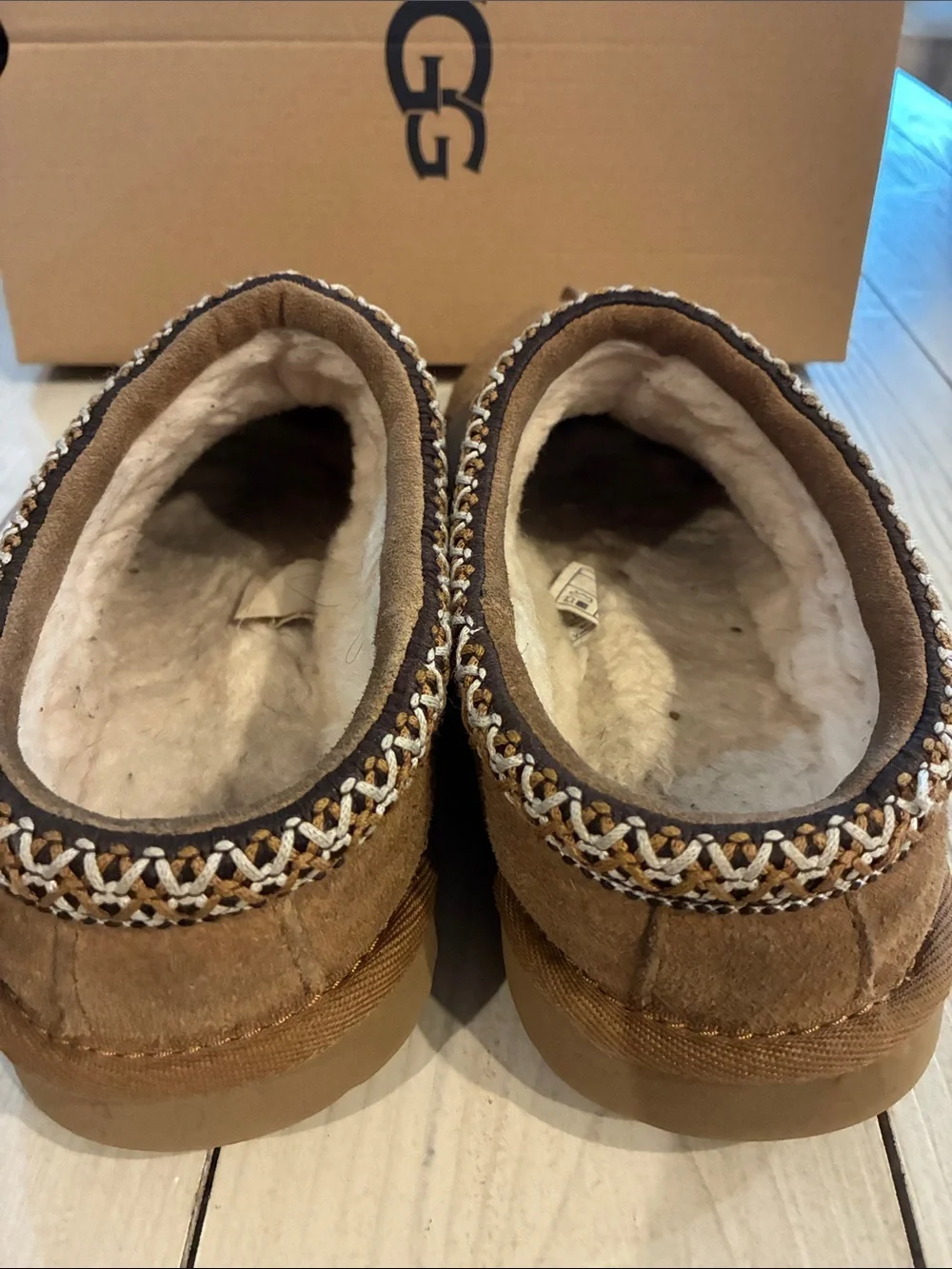 UGG kids  Chestnut Brown Suede Slip-On Clog with Shearling